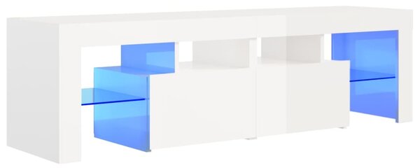 TV Cabinet with LED Lights High Gloss White 140x36.5x40 cm