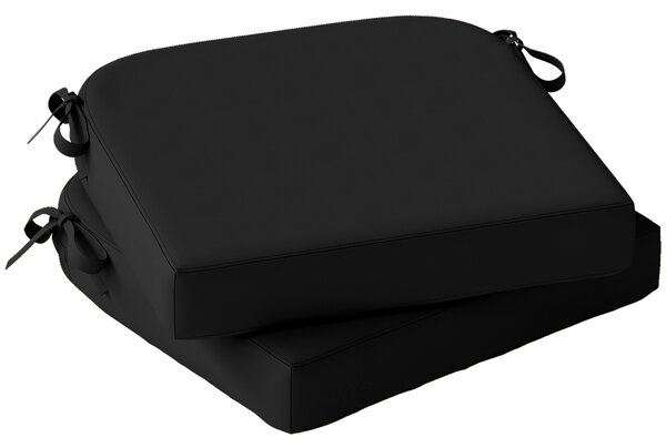 Outsunny Outdoor Chair Seat Cushions Set of 2, Garden Chair Cushions with 7cm Thick Foam & Ties, Black