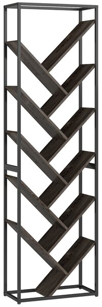 HOMCOM 10 Shelf Industrial-Style Bookshelf - Black/Grey