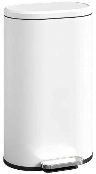 HOMCOM 30 L Modern Curved Kitchen Bin - Cream