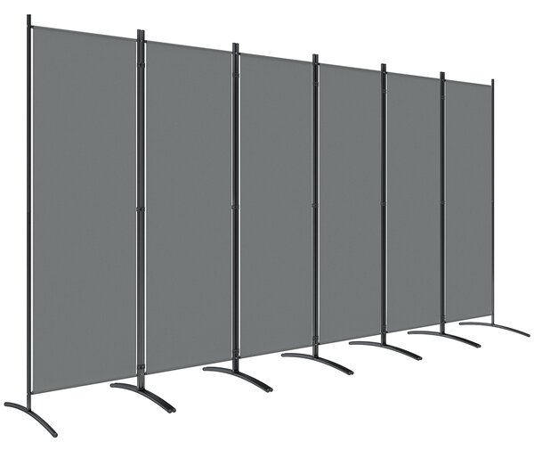 Outsunny 6 Panel Folding Room Divider Foldable Freestanding Garden Privacy Screen, 332 x 172 cm, Dark Grey