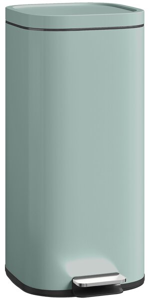 HOMCOM 30L Kitchen Bin, Compact Pedal Bin with Soft-Close and Stay-Open Lid, Removable Bucket for Kitchen, Home, Office, Green