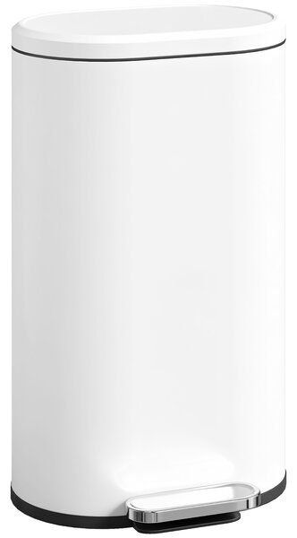 HOMCOM 30 L Modern Curved Kitchen Bin - White