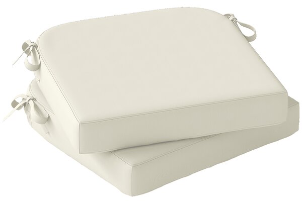 Outsunny Outdoor Chair Seat Cushions Set of 2, Garden Chair Cushions with 7cm Thick Foam & Ties, Cream White