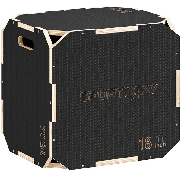 SPORTNOW Non-Slip Plyo Box, Corner-free Wooden Jump Box, 40.5 x 51 x 47.5 cm