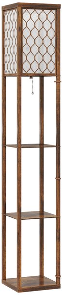 HOMCOM Three-Shelf Standing Lamp - Rustic Brown/White