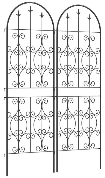 Outsunny Set of 2 Metal Garden Trellis, Decorative Trellis Panels for Climbing Outdoor Plants, Vegetables, Vines, Flowers, 150 x 50 cm, Scrollwork Design