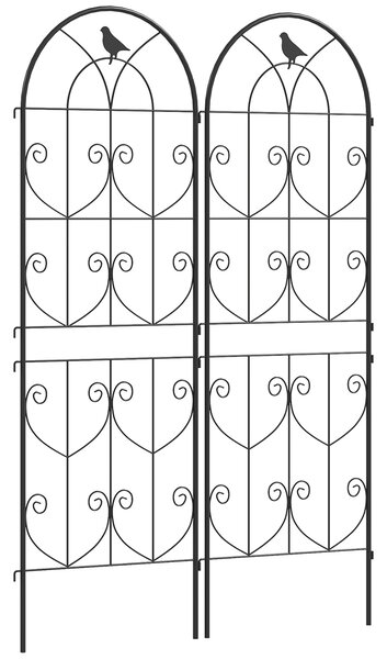 Outsunny Set of 2 Garden Trellis, Metal Fence Panels for Climbing Outdoor Plants, Flowers, 150 x 50cm