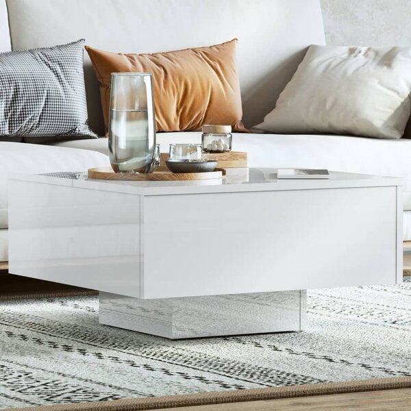 Coffee Table High Gloss White 60x60x31.5 cm Engineered Wood