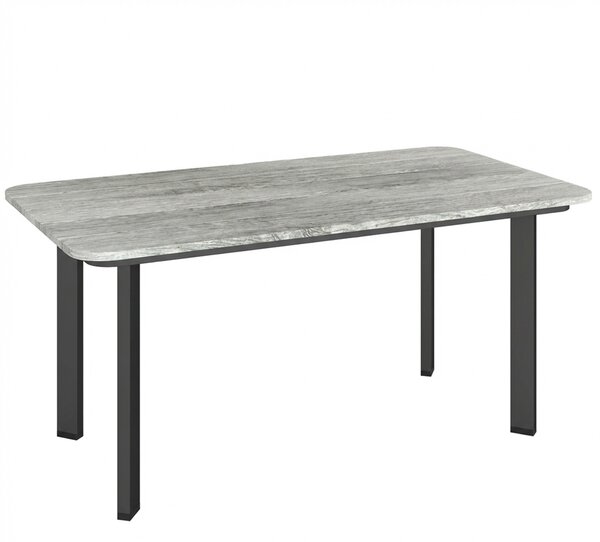 Outsunny Outdoor Garden Coffee Table, Garden Table with Slatted Wood Plastic Composite Top and Metal Frame, Grey