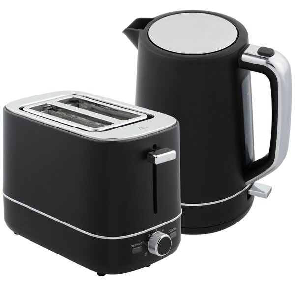 HOMCOM Kettle and Toaster Set, 1.7L 3000W Fast Boil Kettle & 2 Slice Toaster Kitchen Set with 6 Level Browning Controls, Defrost, Reheat, Black