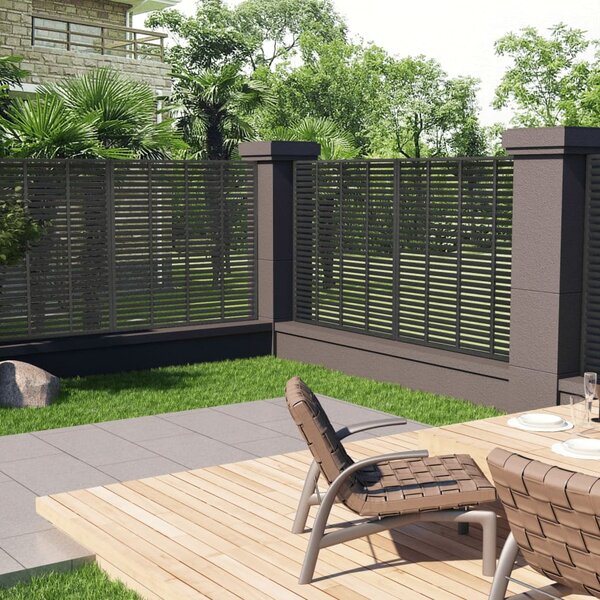 Louver Fence WPC 180x180 cm Dark Grey