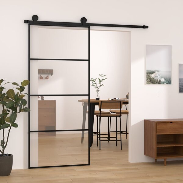 Sliding Door with Hardware Set 90x205 cm ESG Glass&Aluminium