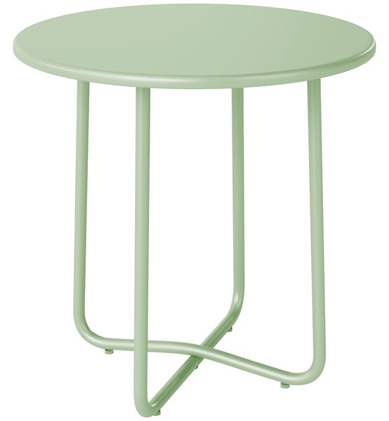 Outsunny 48 cm Round Garden Side Table, Small Metal Outdoor Garden Table with Rolled Edge, Green