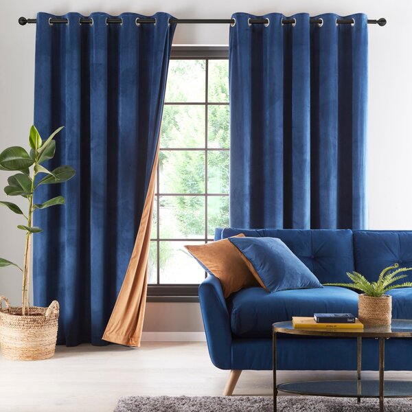 Reversible Velour Eyelet Curtains