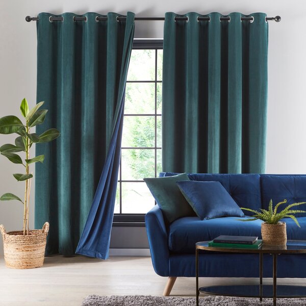 Reversible Velour Eyelet Curtains