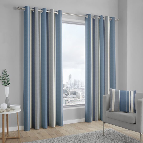 Fusion Whitworth Striped Eyelet Curtains