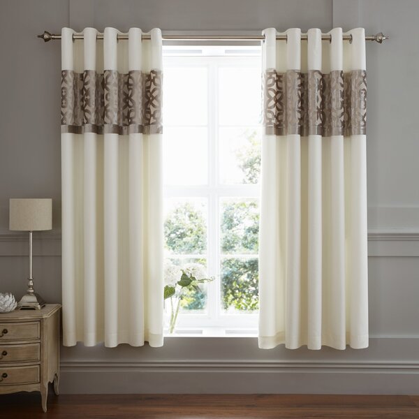 Catherine Lansfield Natural Lattice Cut Velvet Eyelet Curtains