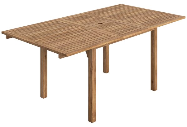 Outsunny Extending Garden Table, Outdoor Dining Table for 6-8 with Acacia Wood Slatted Tabletop for Balcony Porch