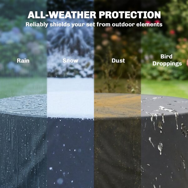 Outsunny Round Garden Furniture Cover, Waterproof Garden Table Cover, 420D Heavy Duty Oxford for Outdoor, Φ214 x 70 cm, Black