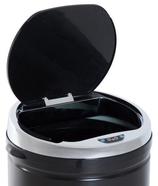 HOMCOM 50L Stainless Steel Sensor Trash Can W/ Bucket-Black