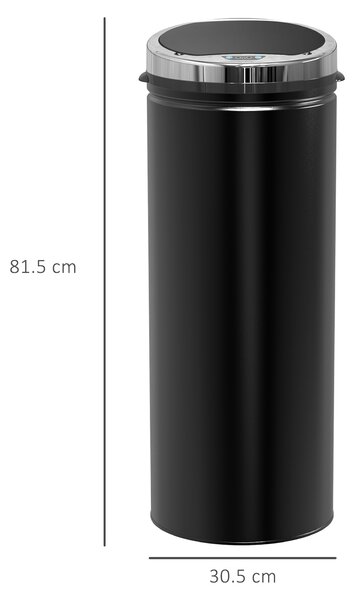 HOMCOM 50L Stainless Steel Sensor Trash Can W/ Bucket-Black