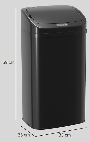 HOMCOM 48L Galvanised Steel Sensor Bin - Black