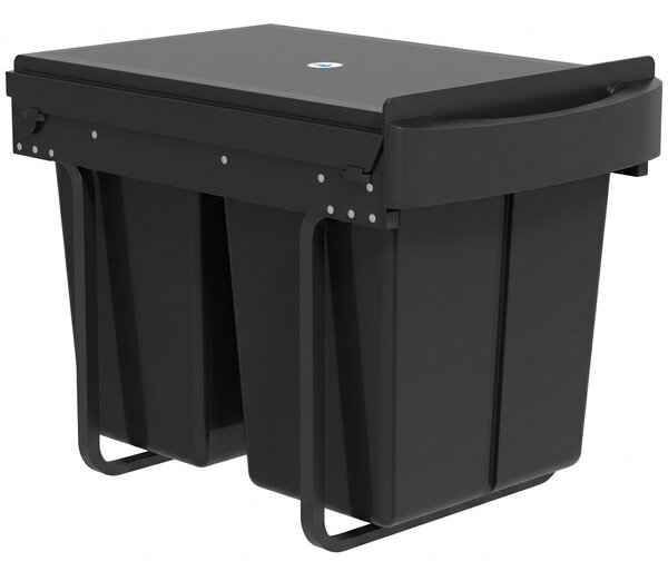 HOMCOM Pull Out Bin, Kitchen Under Sink Bin with 2 Removable Compartments, Smooth Glide, Black
