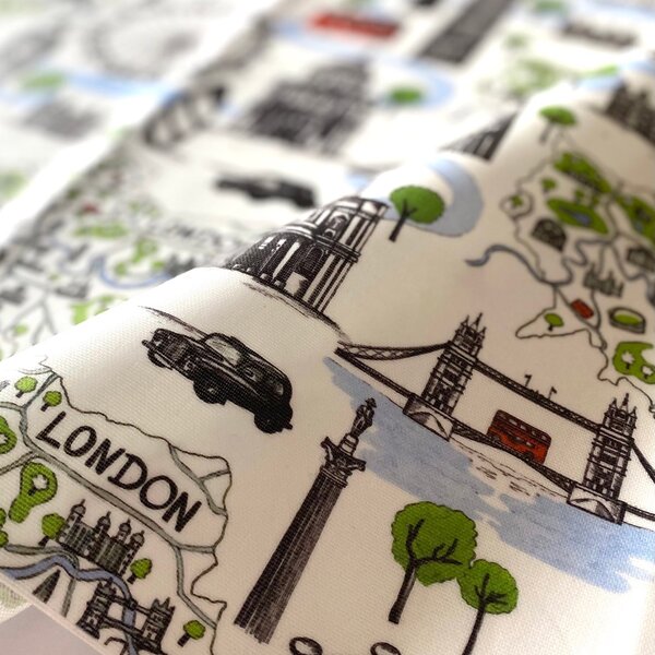 By the Metre London City Map Oil Cloth