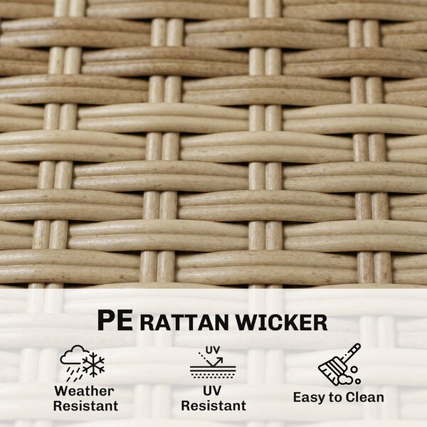 Outsunny 4 Seater Rattan Dining Set with Parasol, 6 Piece Garden Table and Stackable Chairs with Tempered Glass Tabletop