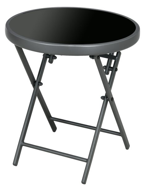 Outsunny Round Folding Patio Table: Imitation Marble Top, Outdoor Coffee Companion Aosom UK