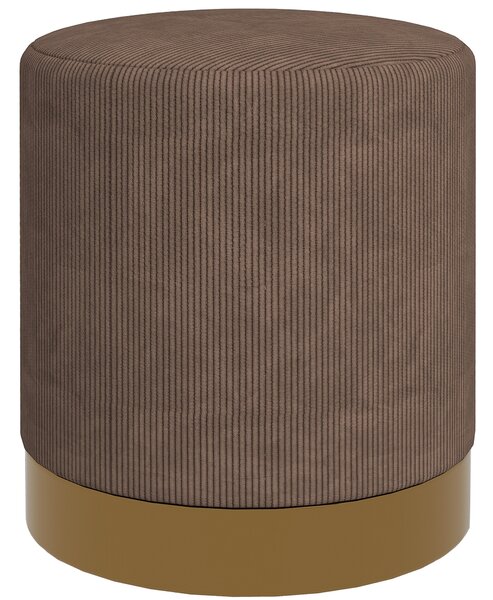 HOMCOM Corduroy Fabric Round Footstool, Modern Upholstered Foot Stool for Living Room, Entryway, Light Brown