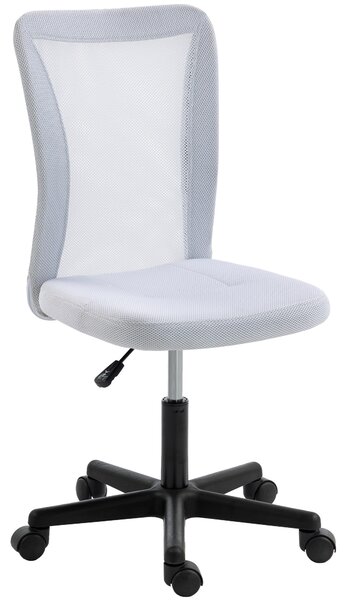 Vinsetto Mesh Office Chair Armless Swivel Executive Computer Desk Chair Adjustable Height Wheels White