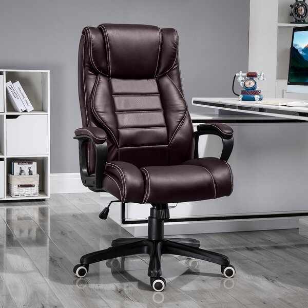 Vinsetto High Back Massage Office Chair w/ 6-Point Vibration, Ergonomic Office Chair, Ergonomic Desk Chair w/ Adjustable Height, Brown Aosom UK