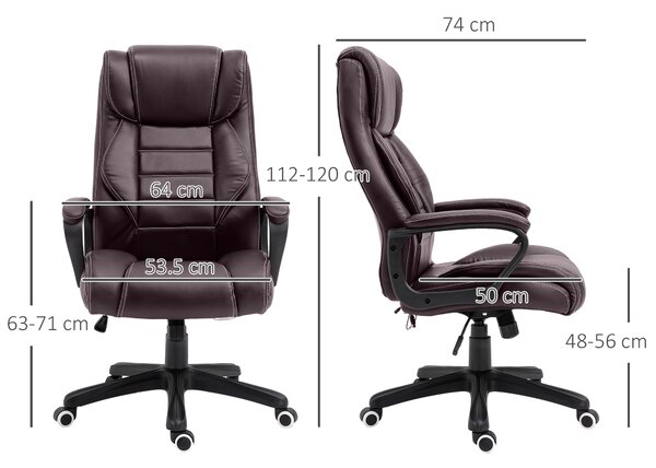 Vinsetto High Back Massage Office Chair w/ 6-Point Vibration, Ergonomic Office Chair, Ergonomic Desk Chair w/ Adjustable Height, Brown Aosom UK