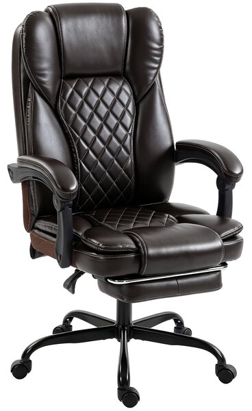 HOMCOM Executive Home Office Chair Reclining Function Footrest Computer Desk Chair High Back, Brown