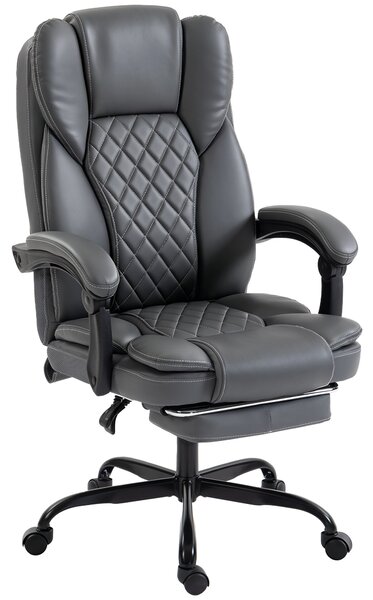 HOMCOM Executive Home Office Chair Reclining Function Footrest Computer Desk Chair High Back, Grey