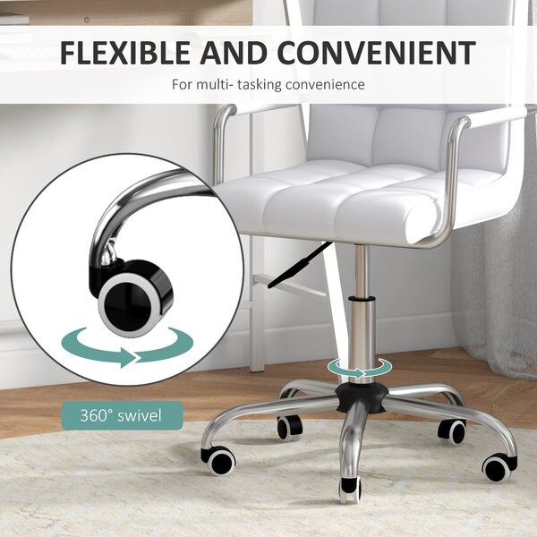 HOMCOM Office Chair and Desk Set, Faux Leather Swivel Chair, Study Desk with Storage Shelf, White. Aosom UK