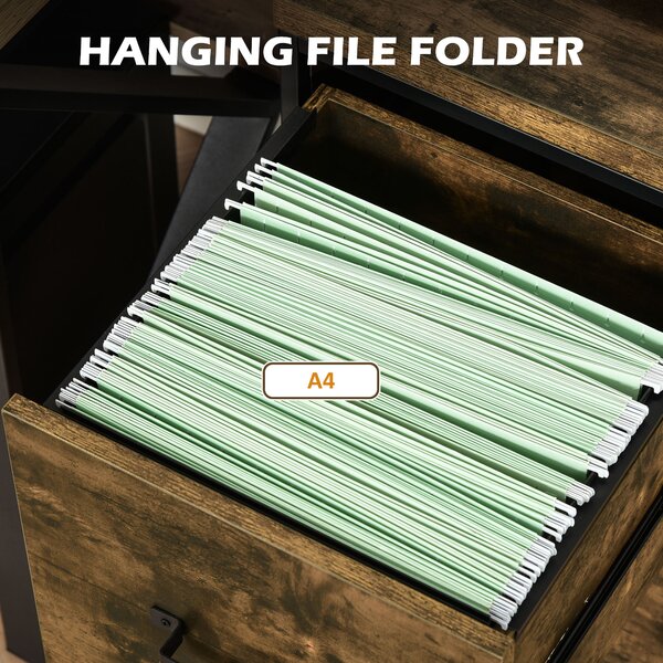 Vinsetto Vertical Filing Cabinet, 70cm with 2 Drawers, A4 Letter Size Home Office Organizer, Rustic Brown Aosom UK
