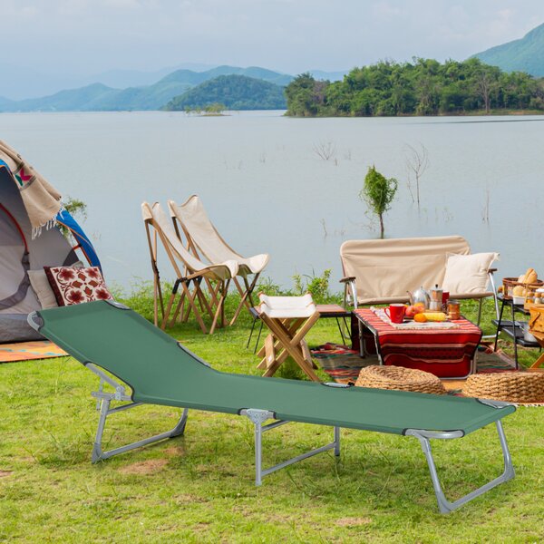 Outsunny Portable Lounger: Durable Oxford Cloth, Adjustable Backrest, Easy-Carry Design, Emerald Green