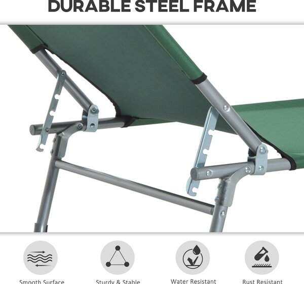 Outsunny Portable Lounger: Durable Oxford Cloth, Adjustable Backrest, Easy-Carry Design, Emerald Green