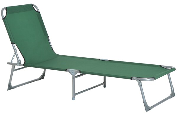Outsunny Portable Lounger: Durable Oxford Cloth, Adjustable Backrest, Easy-Carry Design, Emerald Green