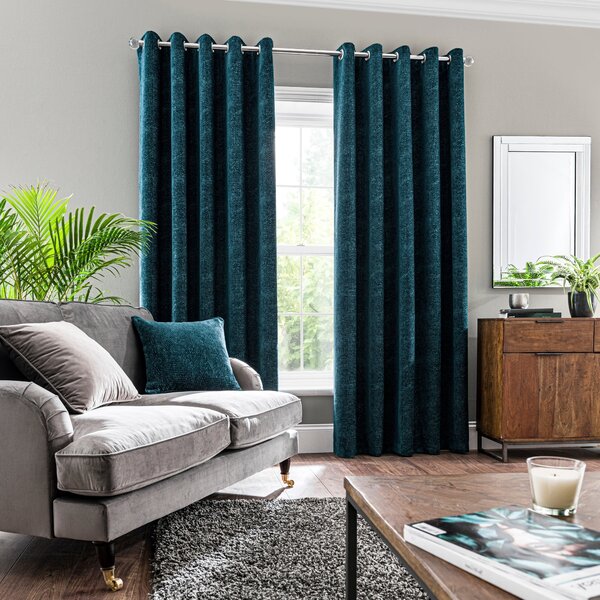 Chenille Geo Eyelet Curtains