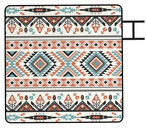 Outsunny Picnic Blanket, 200x200CM Large Beach Blanket Outdoor Picnic Mat with Integrated Strap for Camping, Mix-Colour