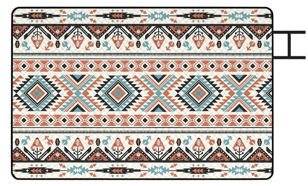 Outsunny Picnic Blanket, 300x200CM Large Beach Blanket Outdoor Picnic Mat with Integrated Strap for Camping, Mix-Colour