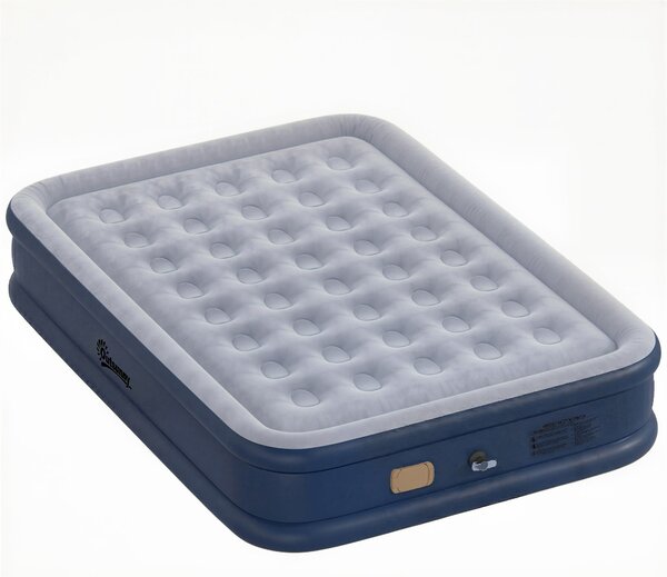 Outsunny Inflatable Mattress, Double Air Bed with Built-in Electric Pump, 3 Mins Inflation, Flocked Surface, Grey