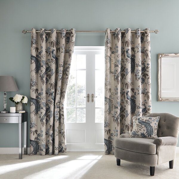 Palace Birds Jacquard Duck Egg Eyelet Curtains