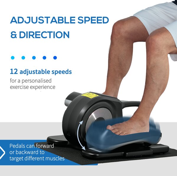 SPORTNOW Under Desk Elliptical Machine, Sit Down Pedal Exerciser with Forward and Reverse Motion, 12 Programs, LCD Monitor Aosom UK