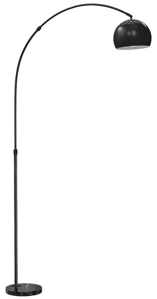 HOMCOM Arc Floor Lamp for Living Room, Modern Adjustable Standing Lamp with Faux Black Marble Base Black