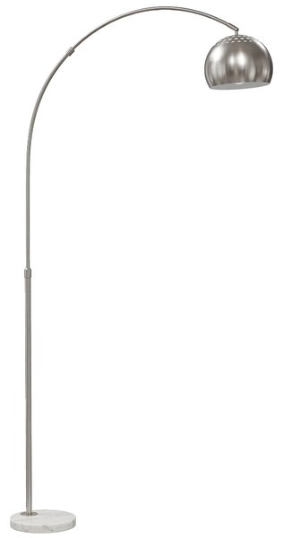 HOMCOM Arc Floor Lamp for Living Room, Modern Adjustable Standing Lamp with Faux Black Marble Base Silver Tone